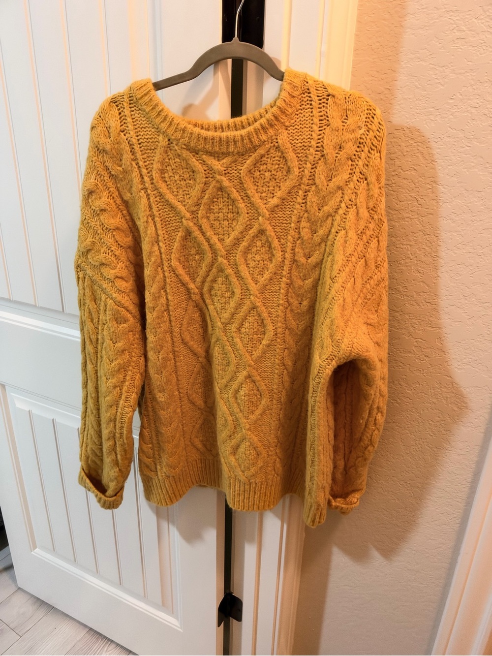 Yellow daily drills cable knit sweater
